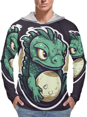 Men's UPF 50  Sun Protection Hoodie Outdoor UV Shirts Little Green Dragon's Egg Long Sleeve Quick Dry Fishing Hiking Shirt