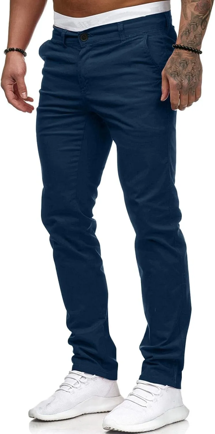 Men's Waterproof Hiking Pants Slim Fit Joggers Stretch Quick Dry Outdoor Pants with Pockets Skinny Buttoned Trousers