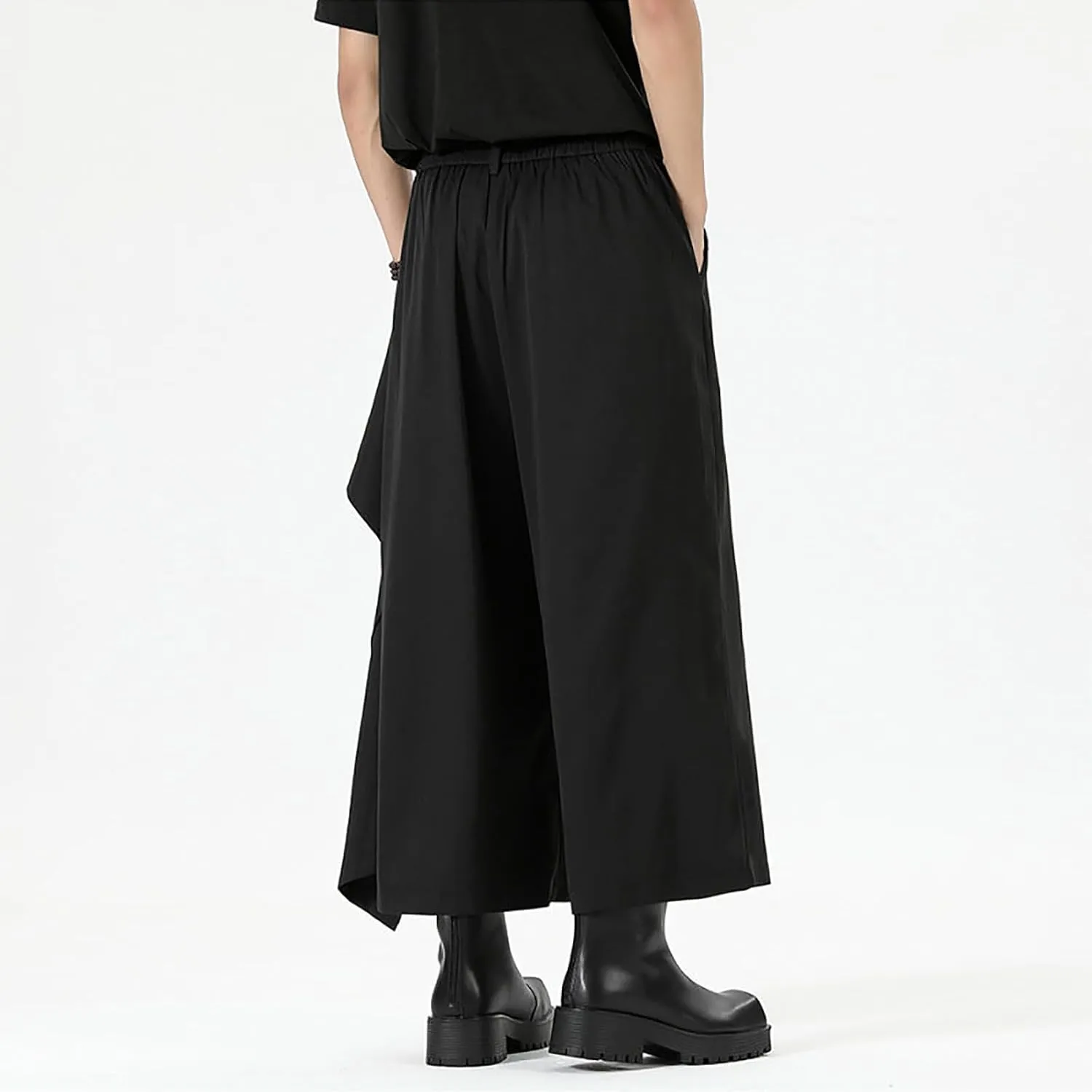 Men's Wide Leg Harem Pants Drop Crotch Baggy Drawstring Streetwear Japanese Harajuku Trousers with Pockets