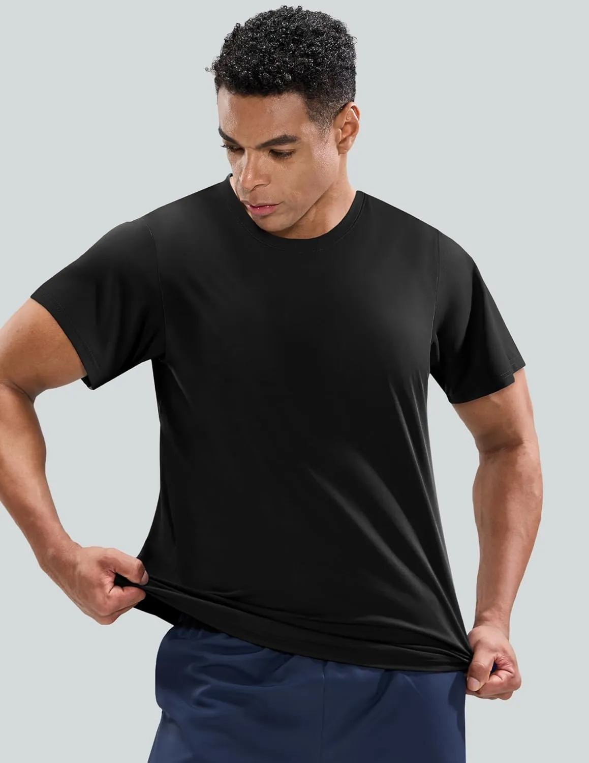 MIER Men's Workout T Shirts Dry Fit Short Sleeve Athletic Gym Running Lightweight Performance Tee Tops, Polyester, UPF 50 