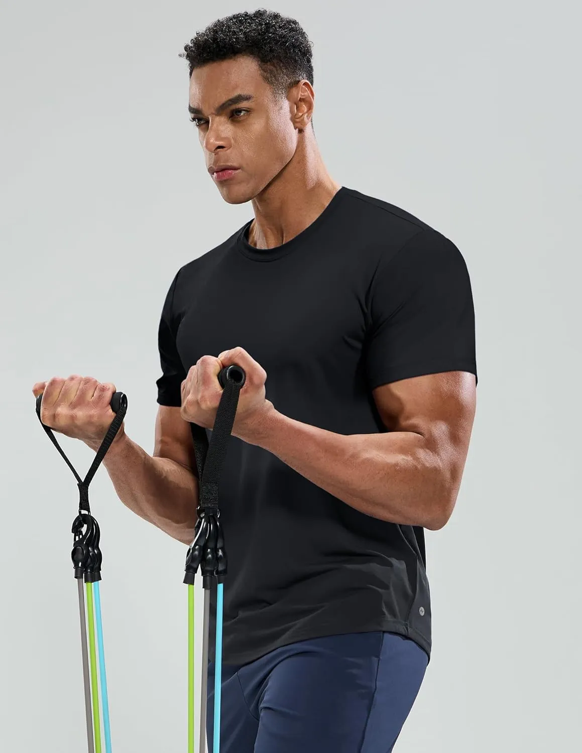 MIER Men's Workout T Shirts Dry Fit Short Sleeve Athletic Gym Running Lightweight Performance Tee Tops, Polyester, UPF 50 