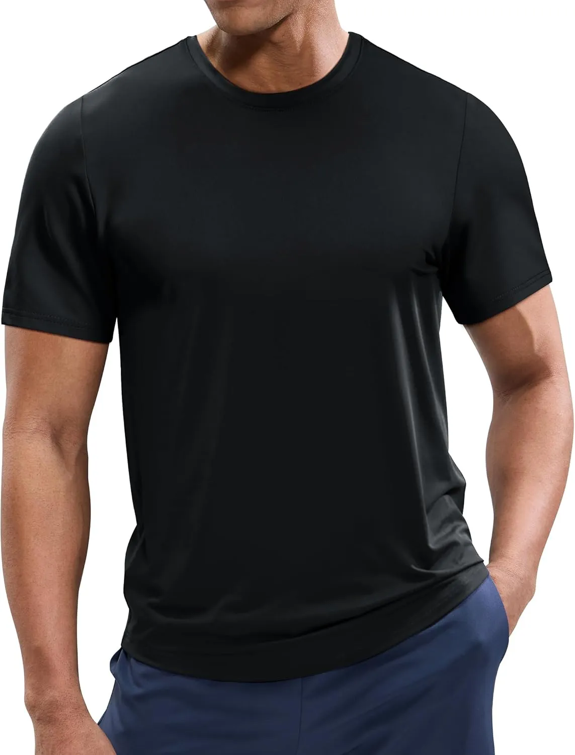 MIER Men's Workout T Shirts Dry Fit Short Sleeve Athletic Gym Running Lightweight Performance Tee Tops, Polyester, UPF 50 