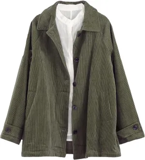Minibee Women's Corduroy Jackets Long Sleeve Coats Button Down Outwear Tops with Pockets