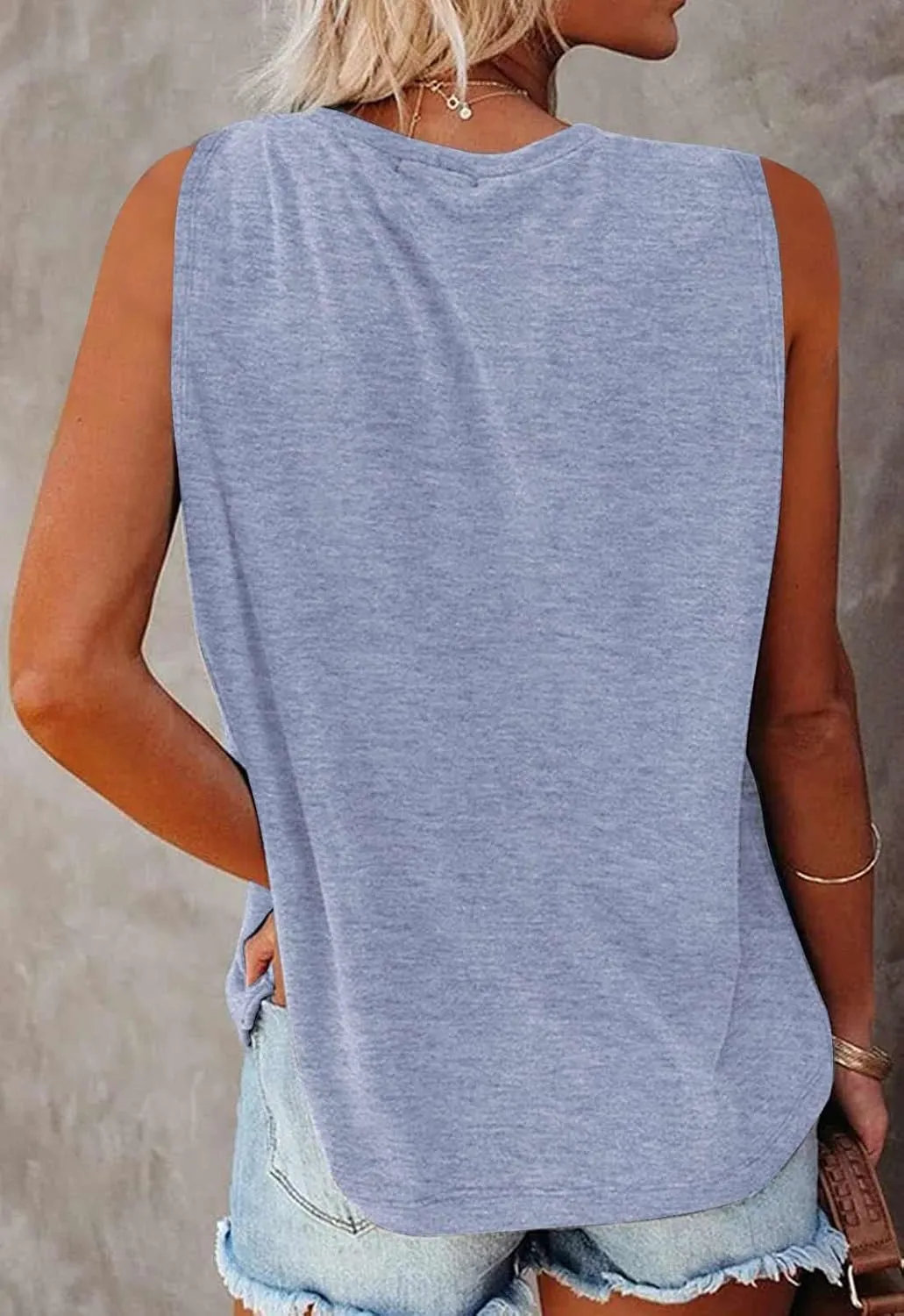 MIROL Women's Sleeveless Tank Tops 2025 Basic Loose Tunic T Shirts Batwing Sleeve Solid Color Casual Tee with Pocket