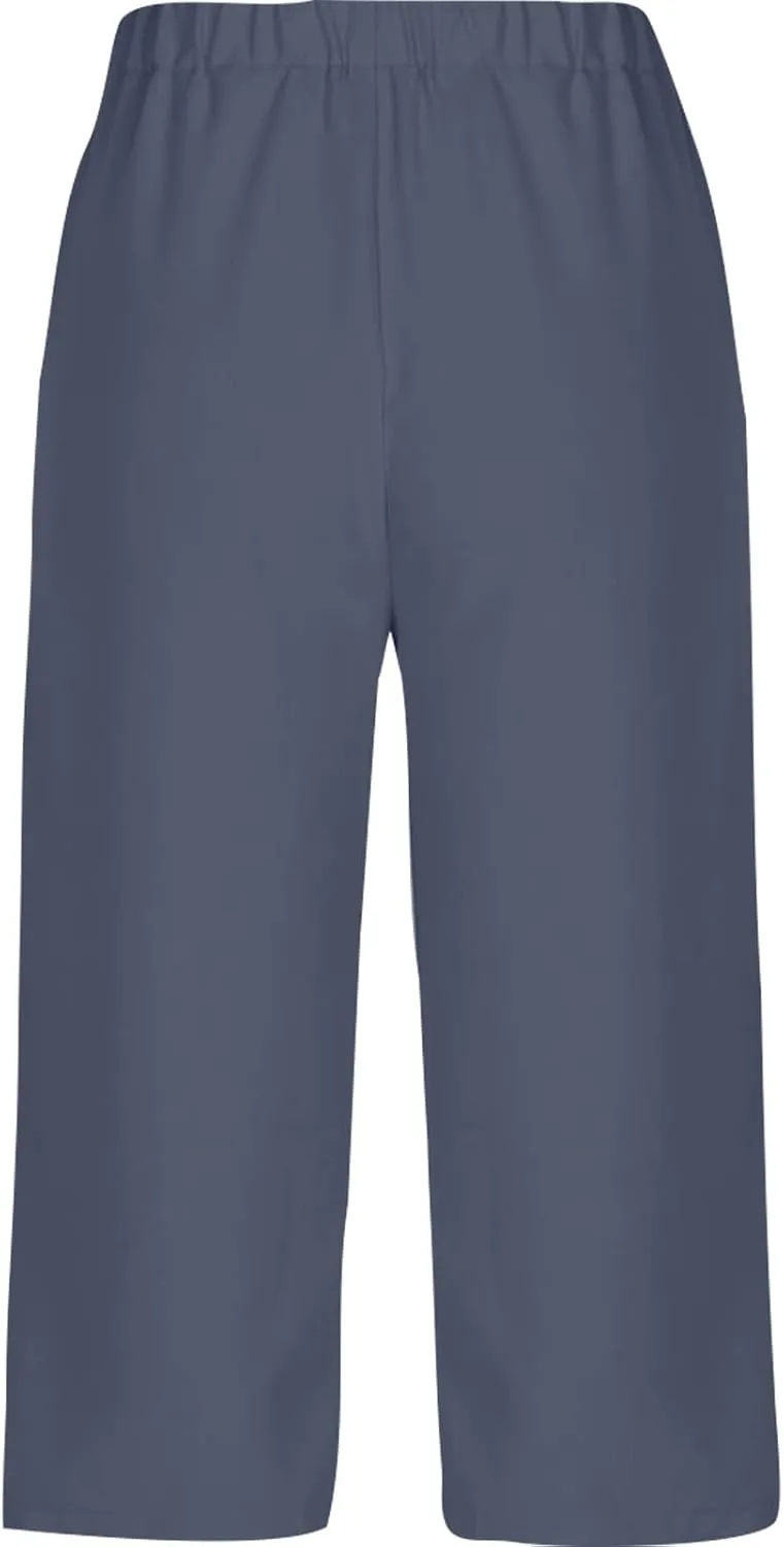 Miyaomn Women's Casual Summer Linen Capris High Waisted Wide Leg Cropped Lounge Pants Lightweight Beach Trousers with Pockets