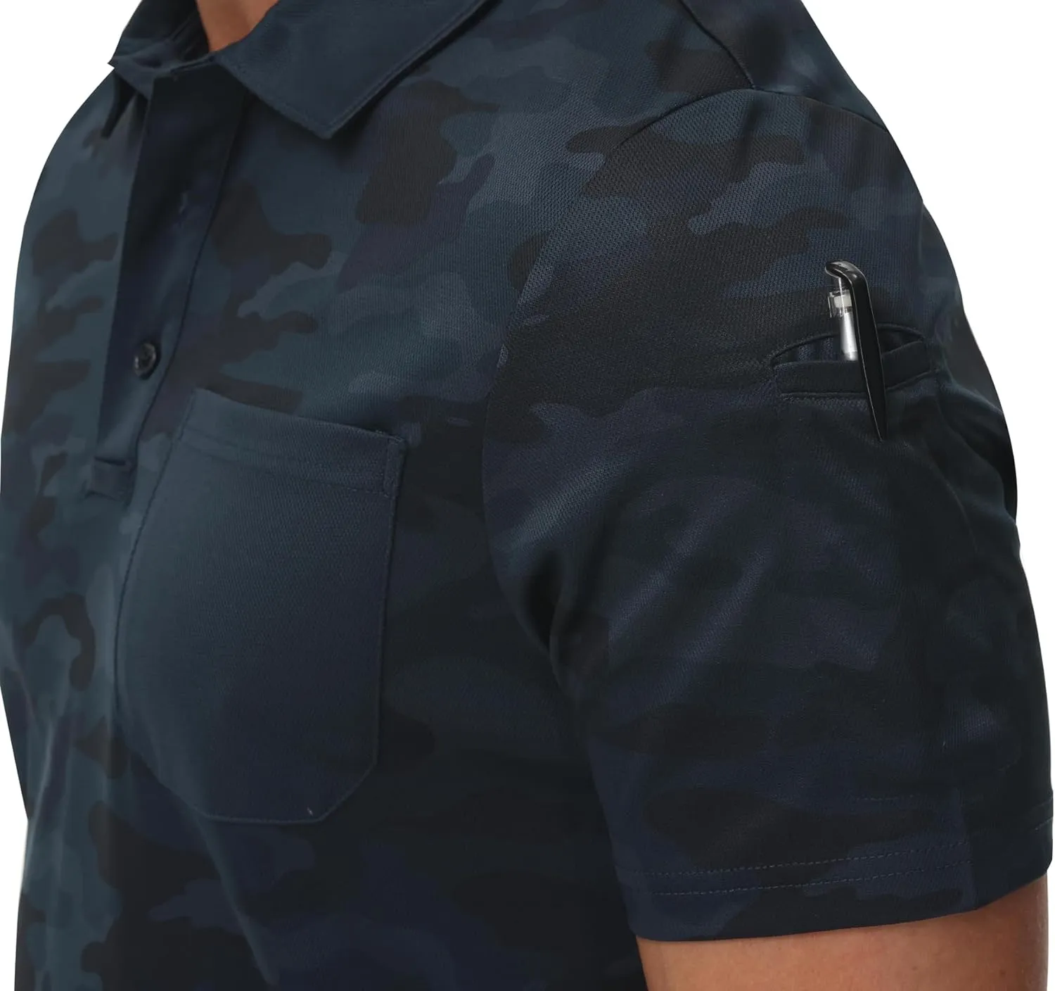 MoFiz Mens Camo Polo Golf Shirts Lightweight Dry Fit Pique Short Sleeve Collared Hiking T-Shirts Dry fit Activewear