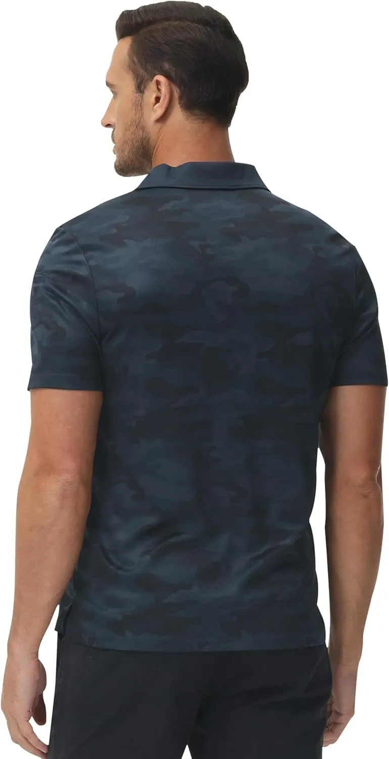 MoFiz Mens Camo Polo Golf Shirts Lightweight Dry Fit Pique Short Sleeve Collared Hiking T-Shirts Dry fit Activewear