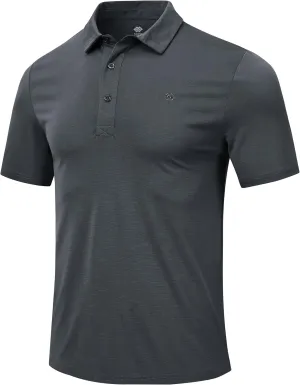 MoFiz Men's Henley Polo Shirts Short Sleeve Moisture Wicking Collarless Golf Polo Shirt Summer Casual