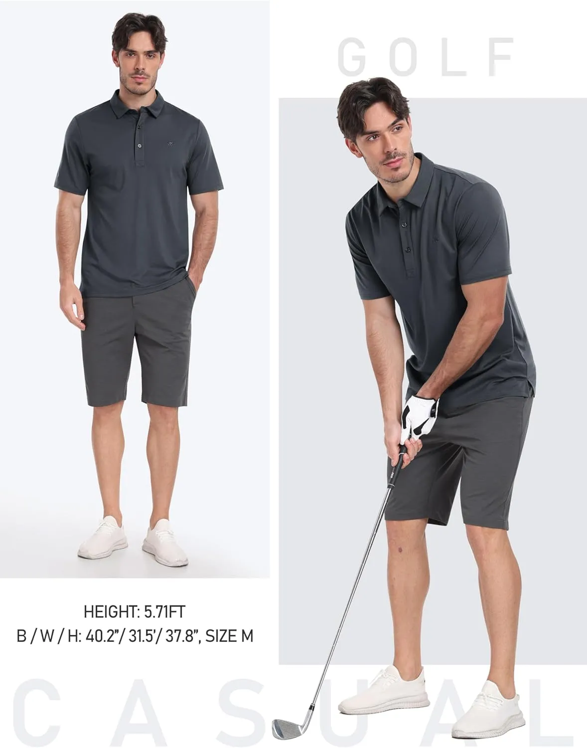 MoFiz Men's Henley Polo Shirts Short Sleeve Moisture Wicking Collarless Golf Polo Shirt Summer Casual