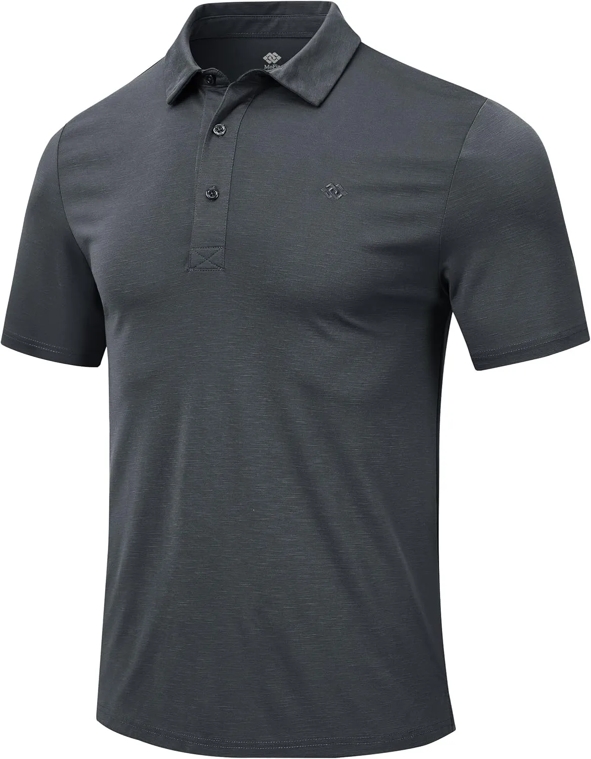 MoFiz Men's Henley Polo Shirts Short Sleeve Moisture Wicking Collarless Golf Polo Shirt Summer Casual