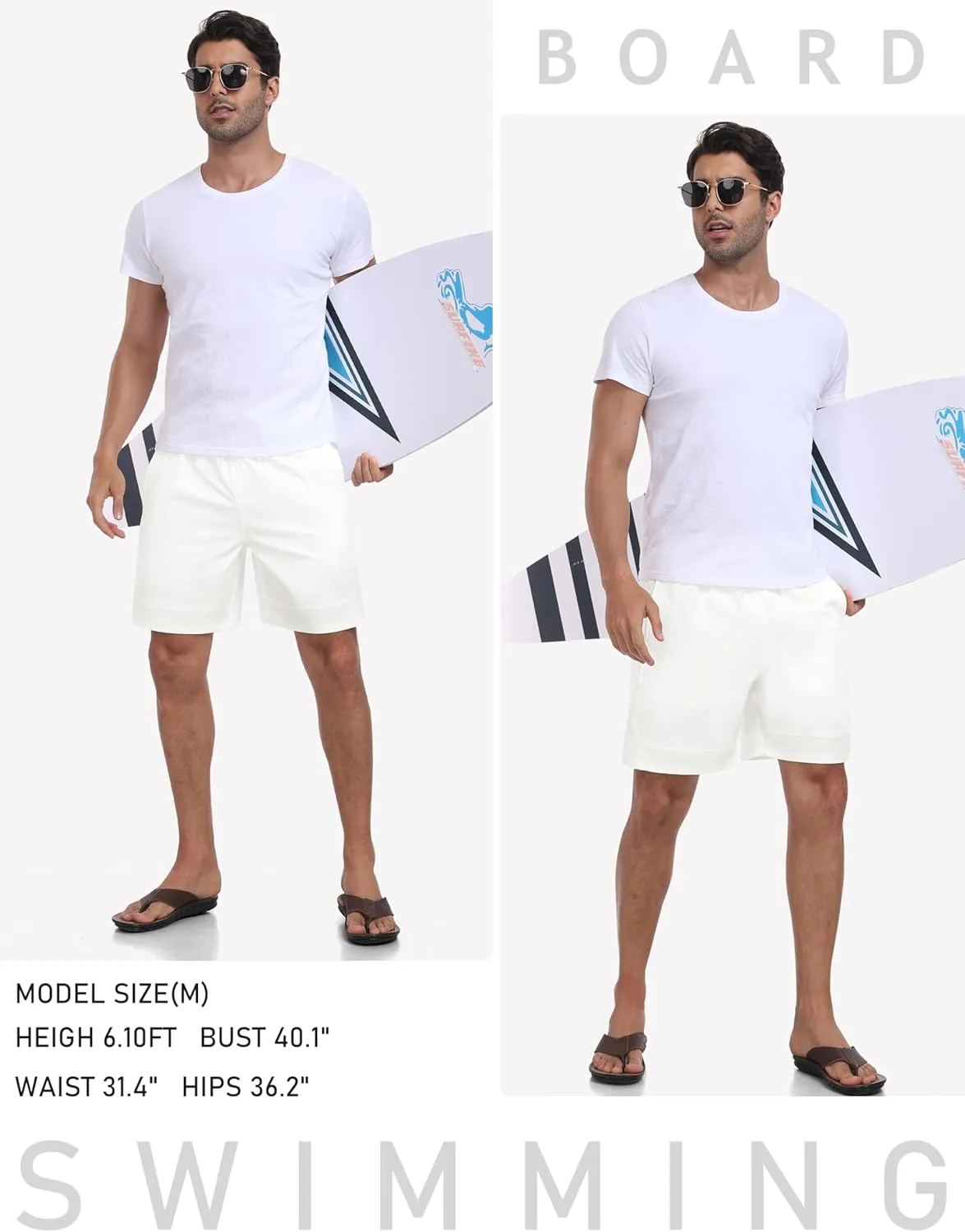 MoFiz Mens Swim Trunks 7inch Swim Shorts with Compression Liner Swimming Suits Board Shorts Surf Short Bathing Suit