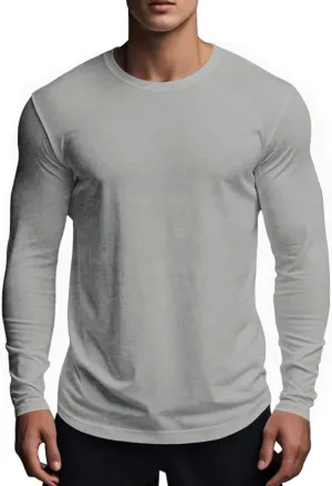 Muscle Killer Men's Gym Workout Long Sleeve T Shirt Lightweight Dry Fit Moisture Wicking Active Shirts Running Fitness Tee