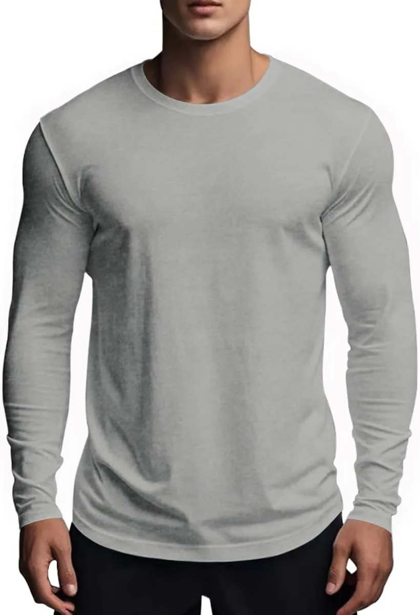 Muscle Killer Men's Gym Workout Long Sleeve T Shirt Lightweight Dry Fit Moisture Wicking Active Shirts Running Fitness Tee