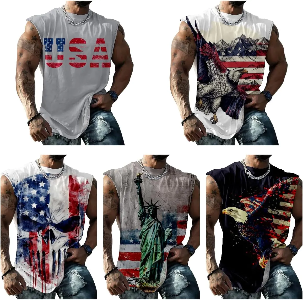 Muscle Shirts for Men Graphic Tank Top Summer Mens Sleeveless Shirts Quick Dry Cool 3D Design Bodybuilding Tee