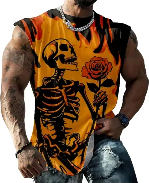 Muscle Shirts for Men Graphic Tank Top Summer Mens Sleeveless Shirts Quick Dry Cool 3D Design Bodybuilding Tee