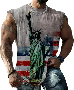 Muscle Shirts for Men Graphic Tank Top Summer Mens Sleeveless Shirts Quick Dry Cool 3D Design Bodybuilding Tee
