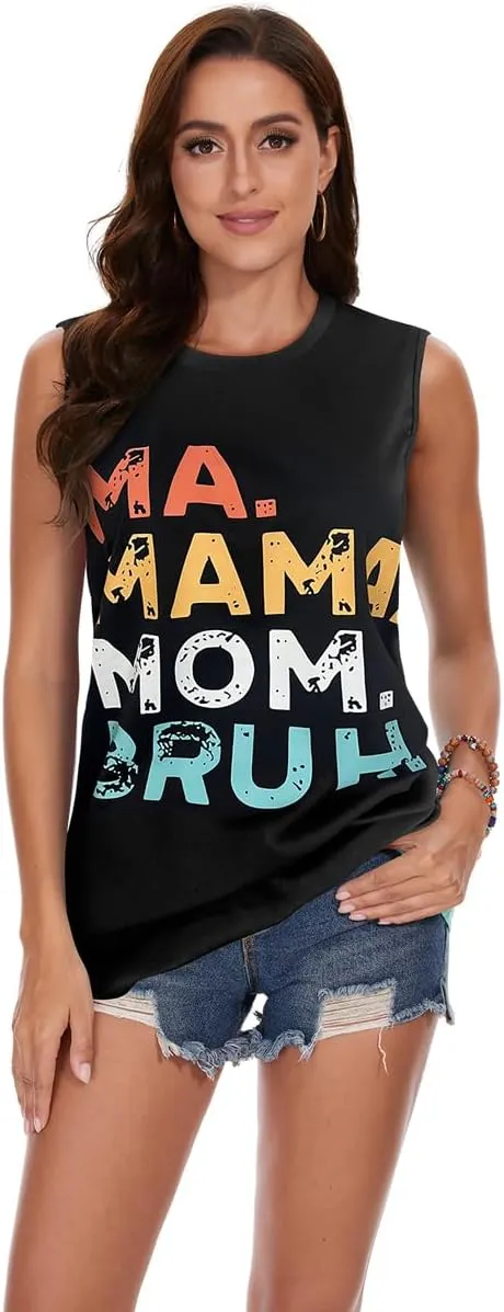 My Sky Womens Tank Tops Summer T Shirts Sleeveless Casual Cute Loose Tunic Blouses
