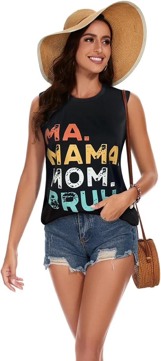 My Sky Womens Tank Tops Summer T Shirts Sleeveless Casual Cute Loose Tunic Blouses