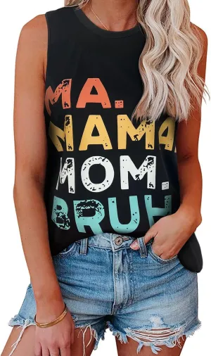 My Sky Womens Tank Tops Summer T Shirts Sleeveless Casual Cute Loose Tunic Blouses