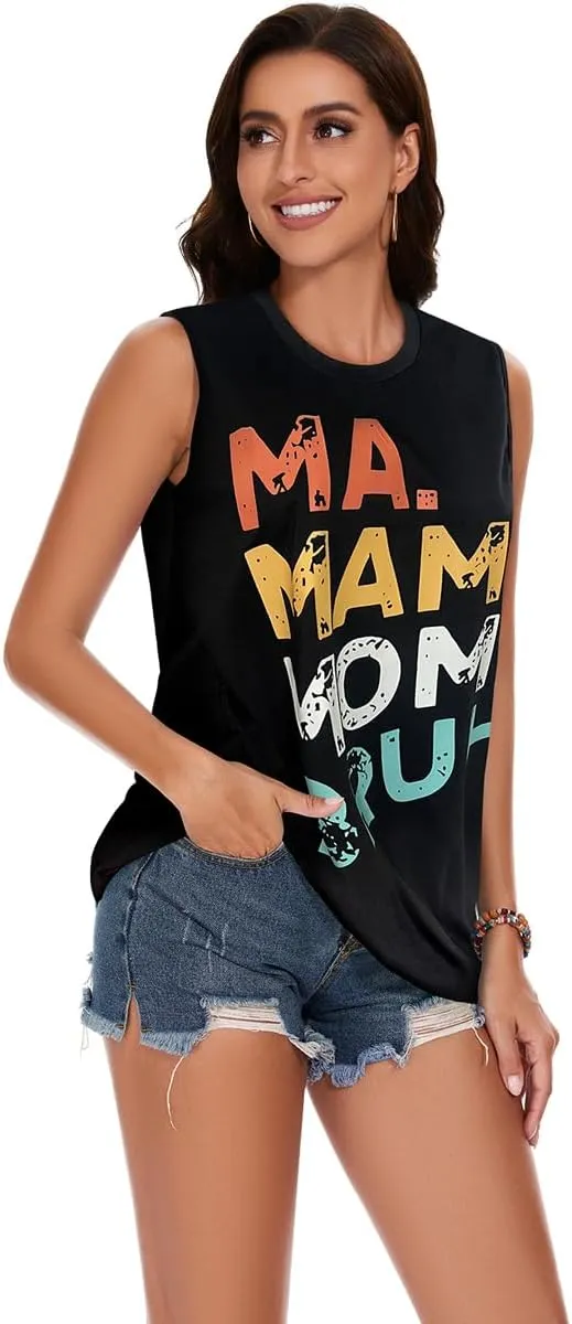 My Sky Womens Tank Tops Summer T Shirts Sleeveless Casual Cute Loose Tunic Blouses