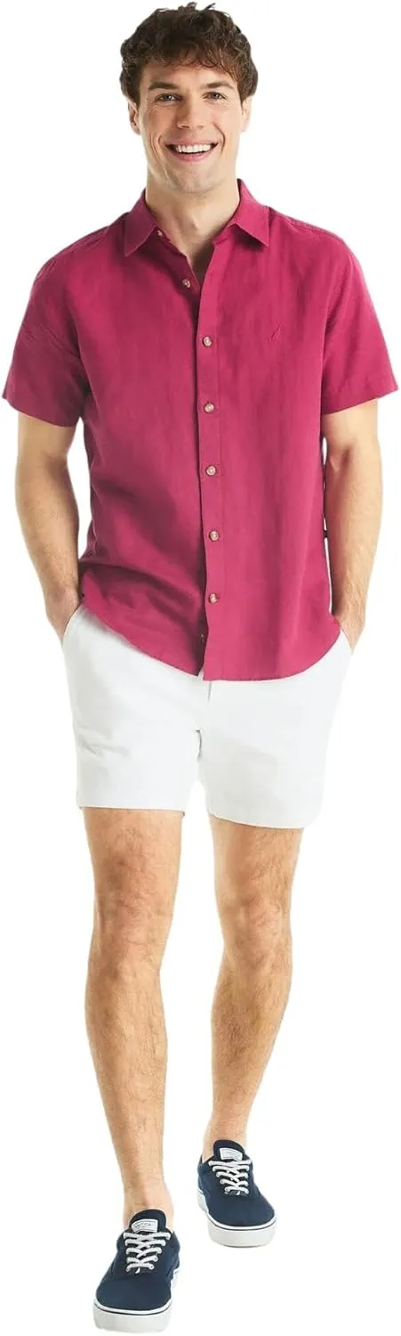 Nautica Men's Sustainably Crafted Linen Short-Sleeve Shirt
