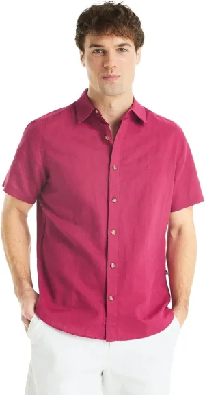 Nautica Men's Sustainably Crafted Linen Short-Sleeve Shirt