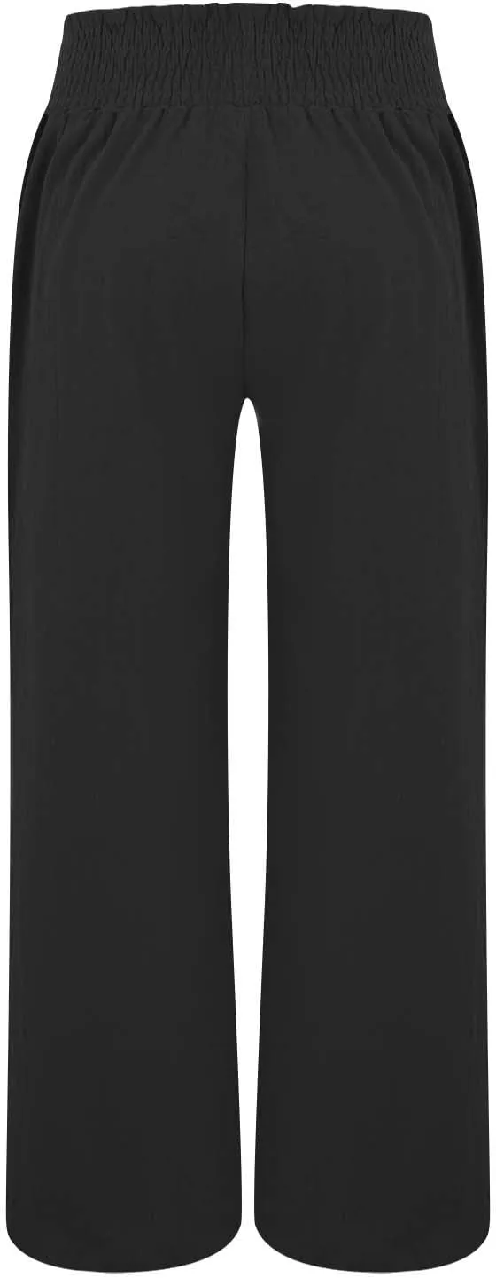 Palazzo Linen Pants Women 2024 High Waisted Wide Leg Boho Trousers Casual Drawstring Loose Workout Pants with Pockets