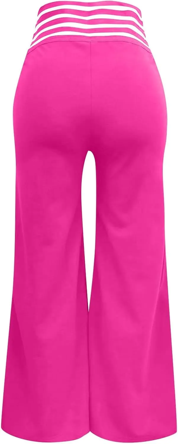 Palazzo Pants for Women Oversized Wide Leg High Waist Pants Summer Baggy Hollow Belt Lightweight Straight Leg Trouser