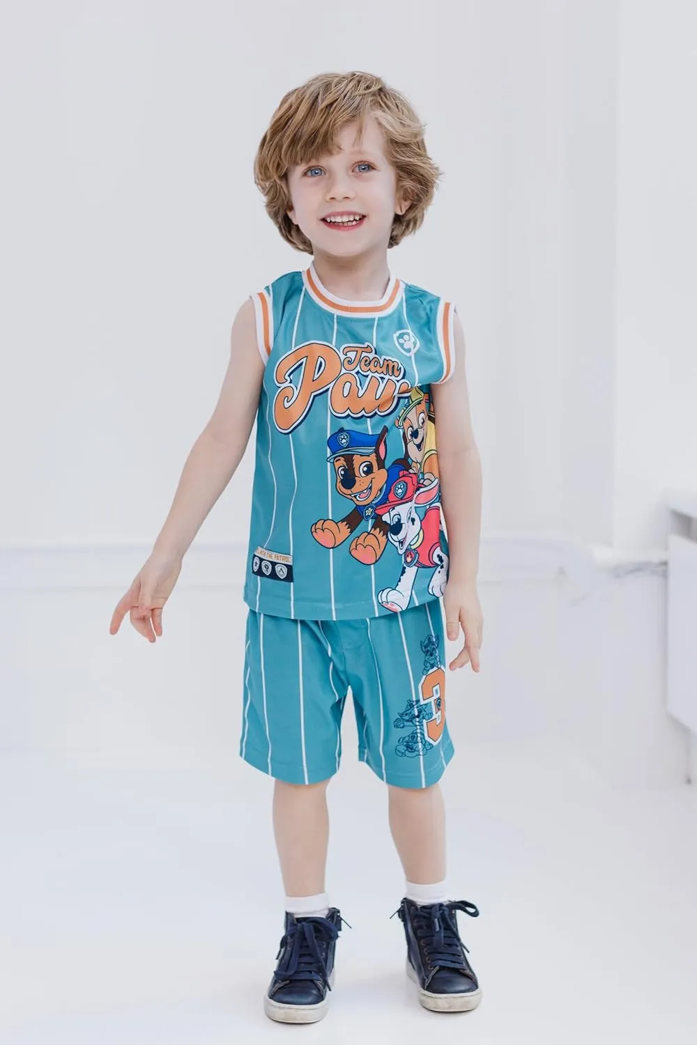 Paw Patrol Mesh Jersey Athletic Tank Top and Basketball Shorts Outfit Set Toddler to Big Kid Sizes (2T - 10-12)