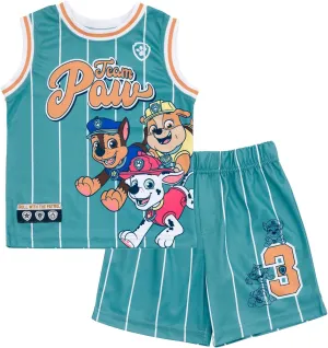 Paw Patrol Mesh Jersey Athletic Tank Top and Basketball Shorts Outfit Set Toddler to Big Kid Sizes (2T - 10-12)