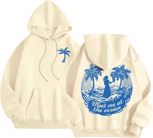 Pink Hoodie for Teen Girls Cute Preppy Clothes Women Fashion Trendy Beach Graphic Sweatshirts Hoodies
