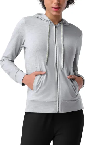 Pioneer Camp Women's Full Zip Up Workout Hoodie Soft Lightweight Hooded Sweatshirts Sweat Jacket Athletic Gym Yoga Casual