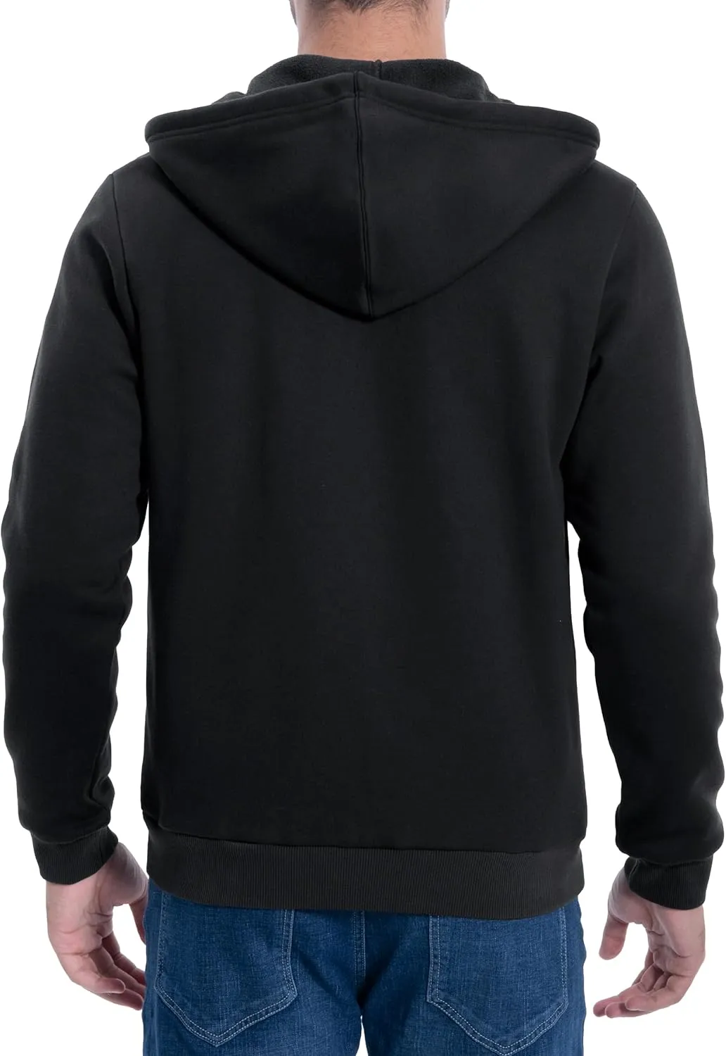 Pioneer Camp Zip Up Hoodie Men Fleece Lined with Zipper Pocket Heavyweight Hooded Sweatshirt Loose Fit Winter Active Jacket