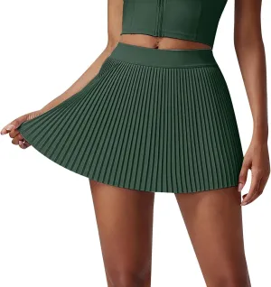 Pleated Tennis Skirt for Women High Waisted Athletic Skirts with Shorts Pockets 2 in 1 Golf Workout Skort Skirts