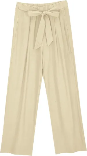 Plus Size Paperbag Pants for Women Trendy Cotton Linen Wide Leg Pants Summer Vacation Boho Comfy Trousers