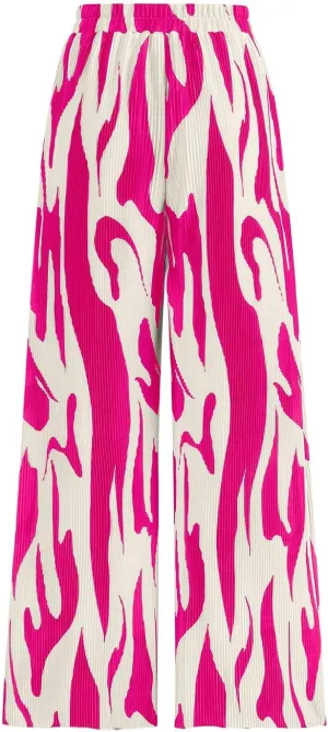 PRETTYGARDEN Womens Pants Dressy Casual Wide Leg Graphic Print Lounge Pants Women Comfy High Waist Pleated Palazzo Pants