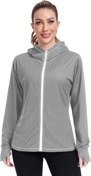 Purple Womens UPF Hoodie UPF 50  Sun Protection Jacket Hooded Women's Hoodie Rash Guard