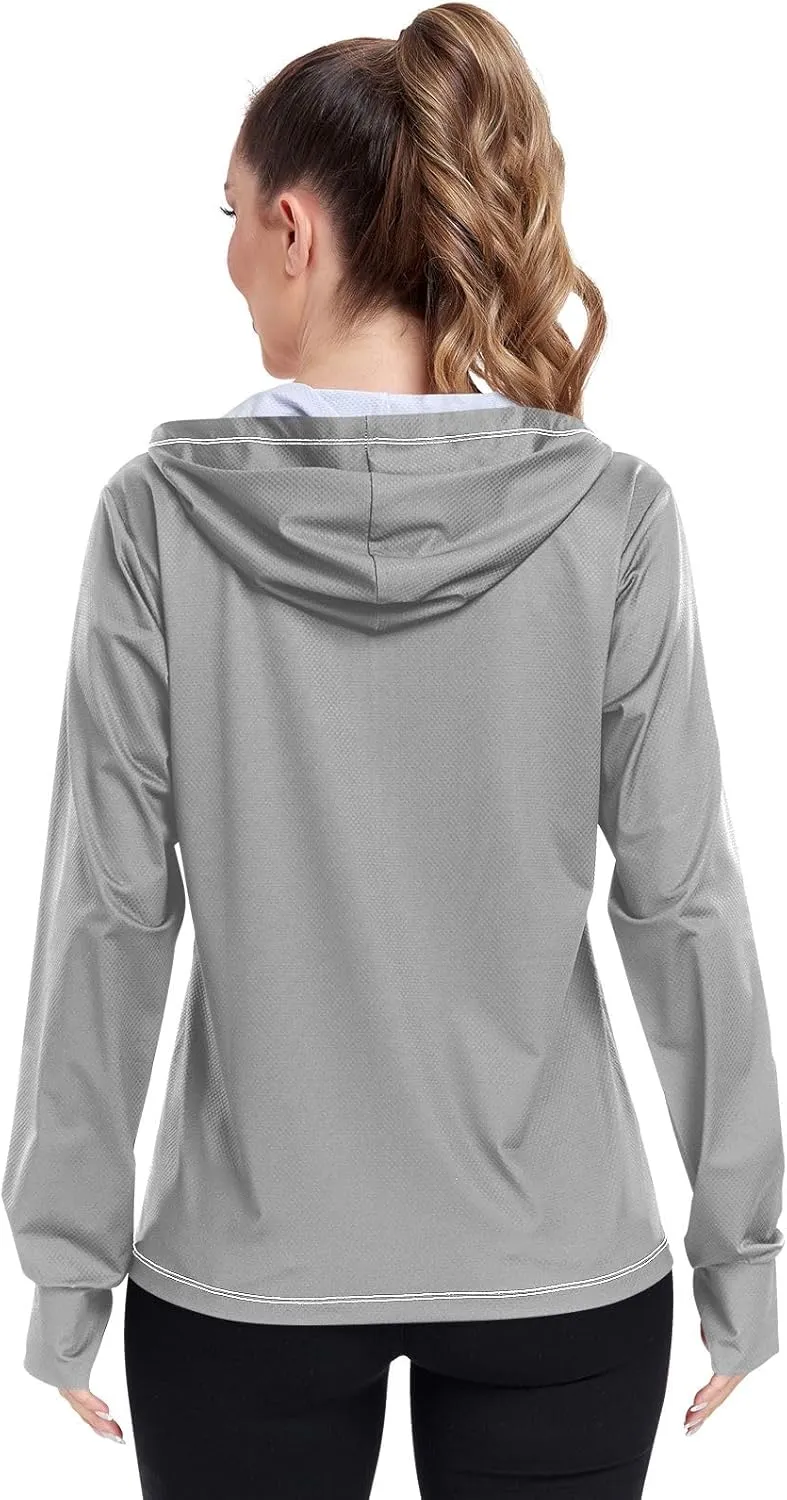 Purple Womens UPF Hoodie UPF 50  Sun Protection Jacket Hooded Women's Hoodie Rash Guard