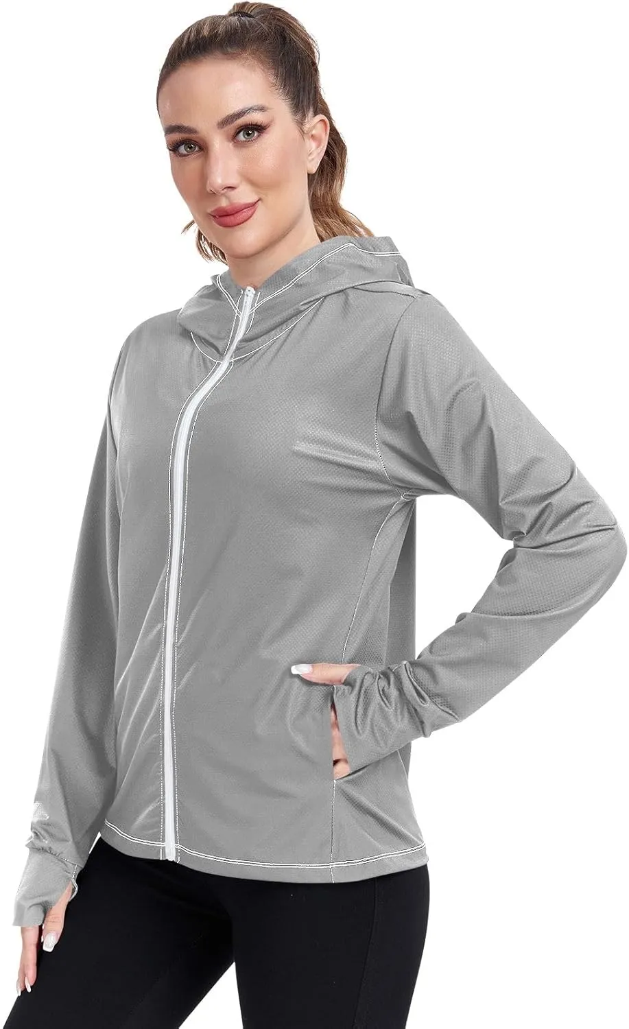 Purple Womens UPF Hoodie UPF 50  Sun Protection Jacket Hooded Women's Hoodie Rash Guard