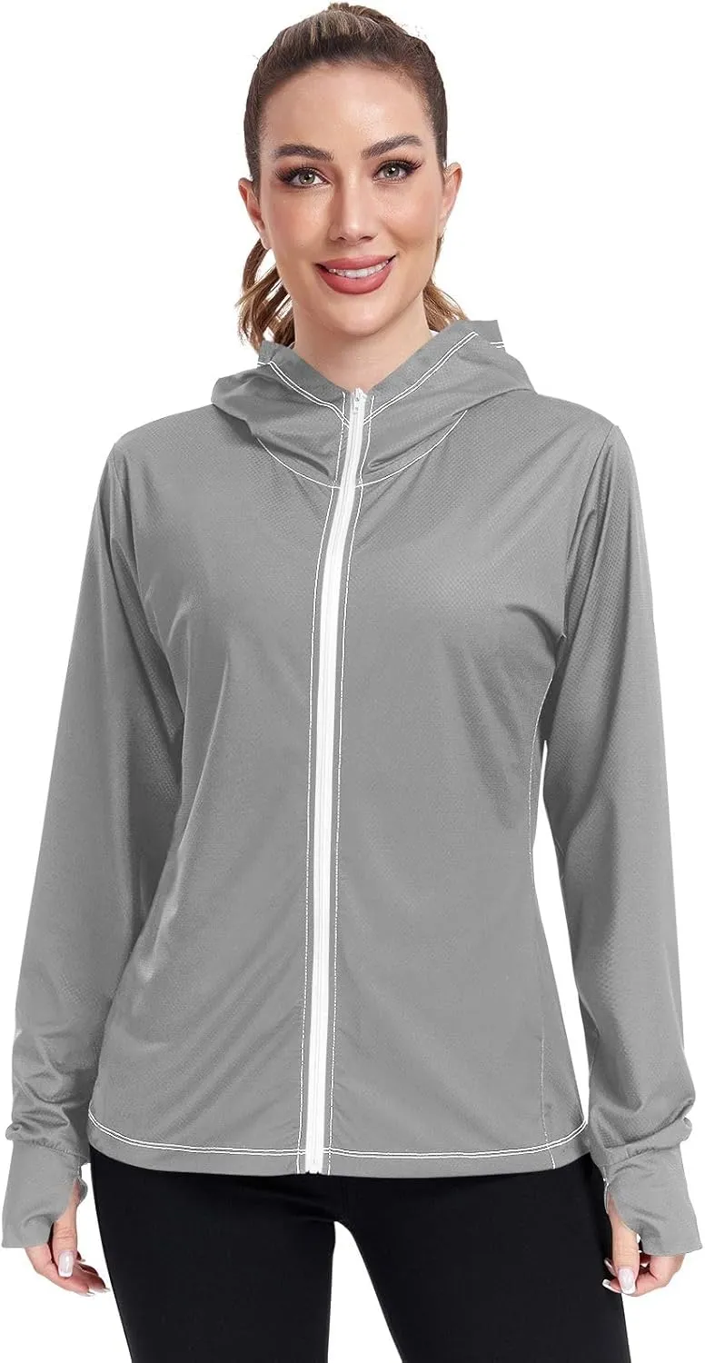 Purple Womens UPF Hoodie UPF 50  Sun Protection Jacket Hooded Women's Hoodie Rash Guard