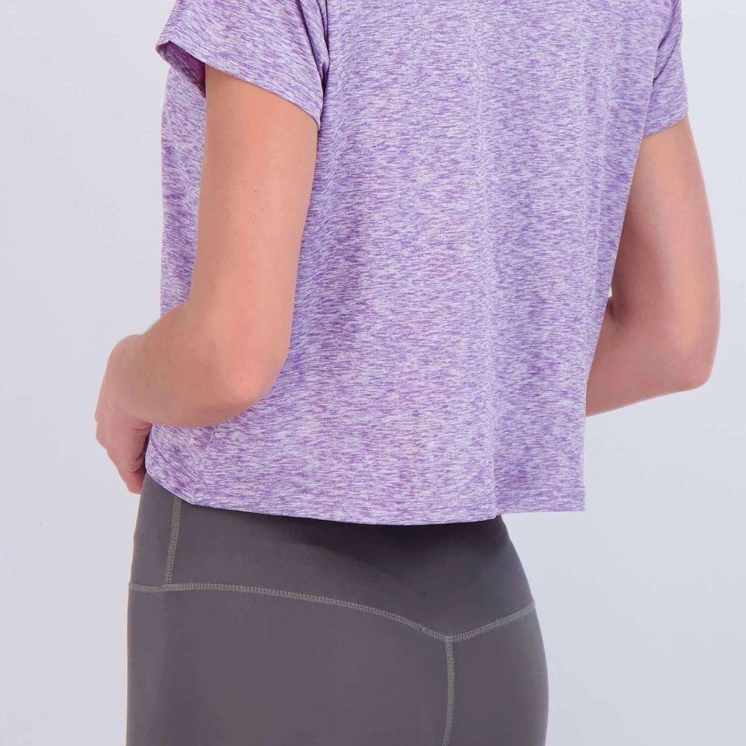Real Essentials 5 Pack: Women's Dry Fit Crop Top - Short Sleeve Crew Neck Stretch Athletic Tee (Available in Plus Size)