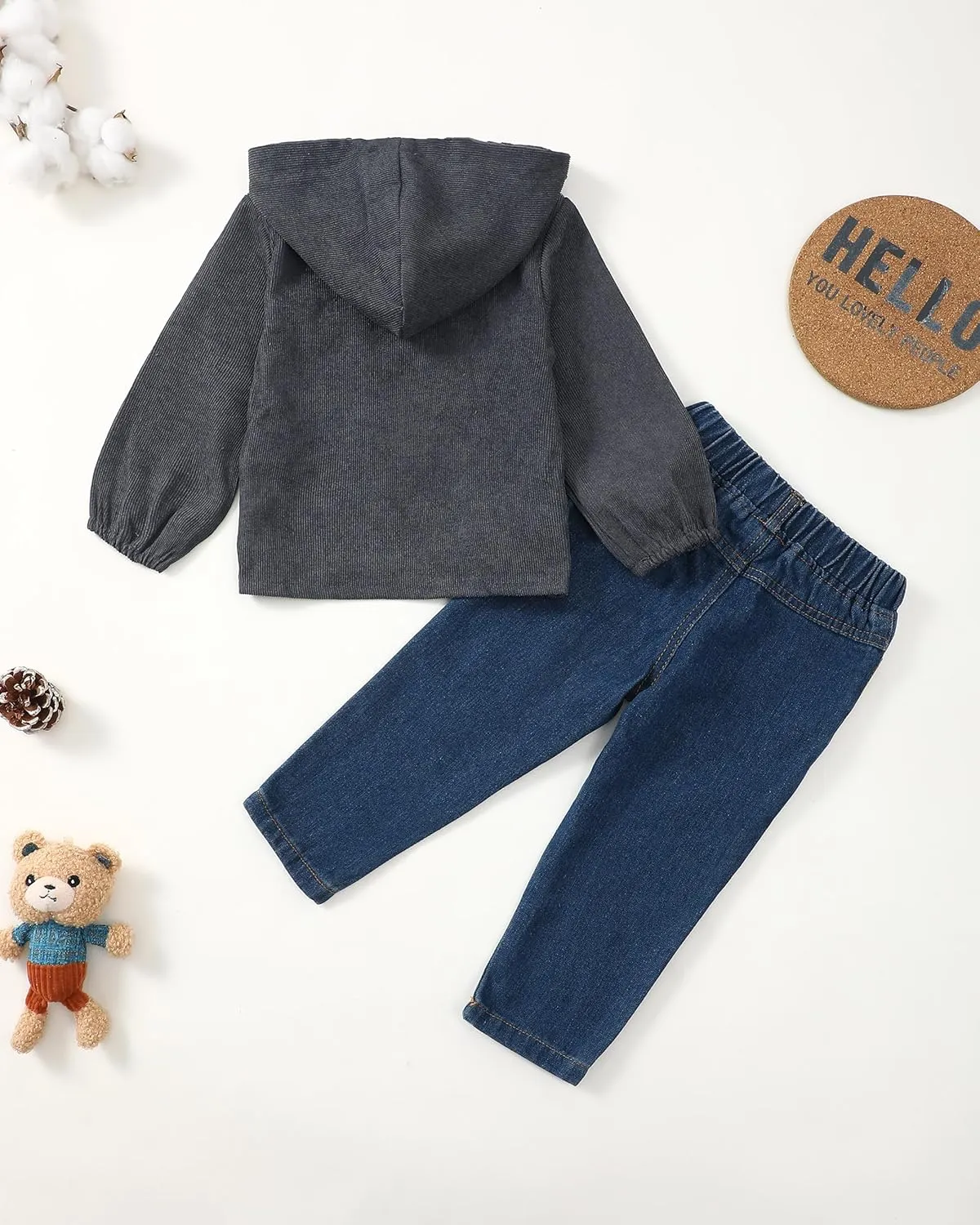 Renotemy Toddler Infant Baby Boy Clothes Winter Fall Outfits Hoodie Sweatsuit Ripped Jeans Denim Toddler Clothes for Boys