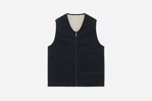Reversible Work Vest ~ Black Canvas/Ecru Wool Sherpa