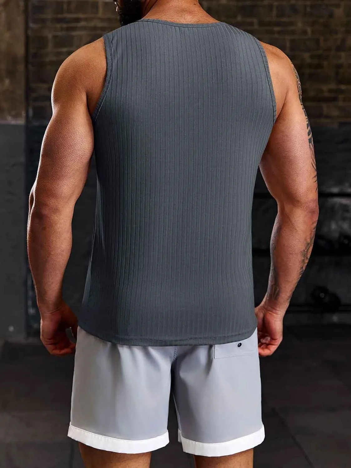 Runcati Men's Ribbed Tank Tops 2 Pack Knit Sleeveless Workout T Shirt Muscle Gym Fitness Tee