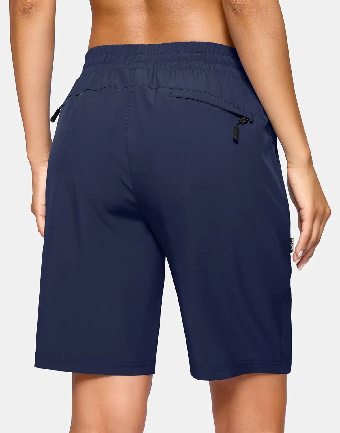 SANTINY Women's 7''/ 9'' Hiking Shorts with 3 Zipper Pockets Lightweight Quick Dry Long Athletic Golf Shorts for Women Casual