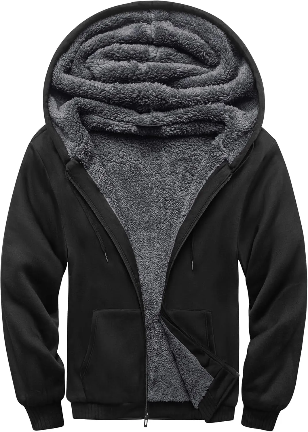 SCODI Hoodies for Men Heavyweight Fleece Sweatshirt - Full Zip Up Thick Sherpa Lined Hooded Sweatshirts
