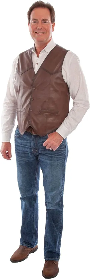 Scully Saddle Tan Soft Touch Lambskin Western All Leather Vest 507