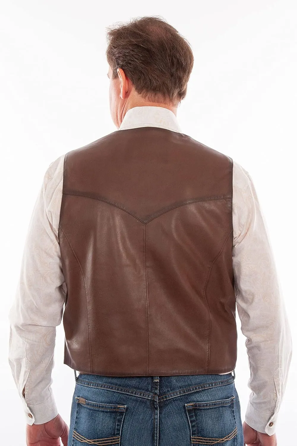 Scully Saddle Tan Soft Touch Lambskin Western All Leather Vest 507