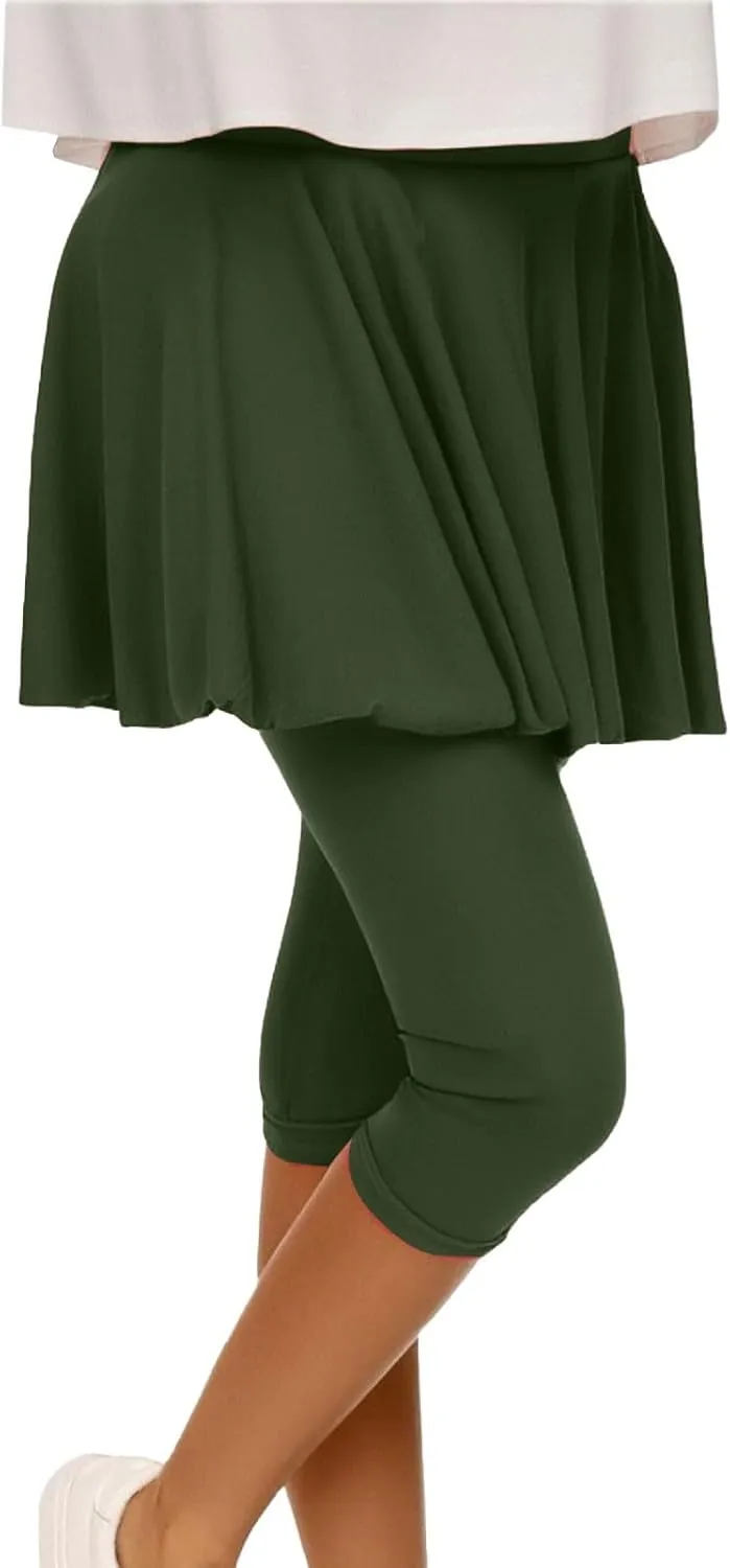 Skirted Leggings for Women 2025 Tennis Golf Skorts Capris Gym Tennis Yoga Legging with Skirts Sports Running Pickleball