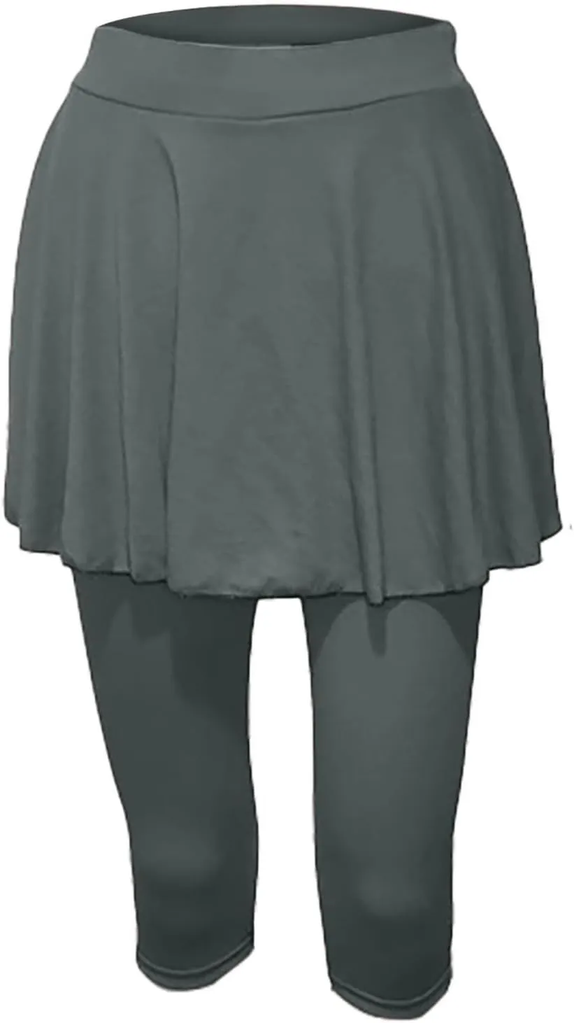Skirted Leggings for Women Tennis Golf Skorts Capris Gym Tennis Yoga Legging with Skirts Sports Running Pickleball